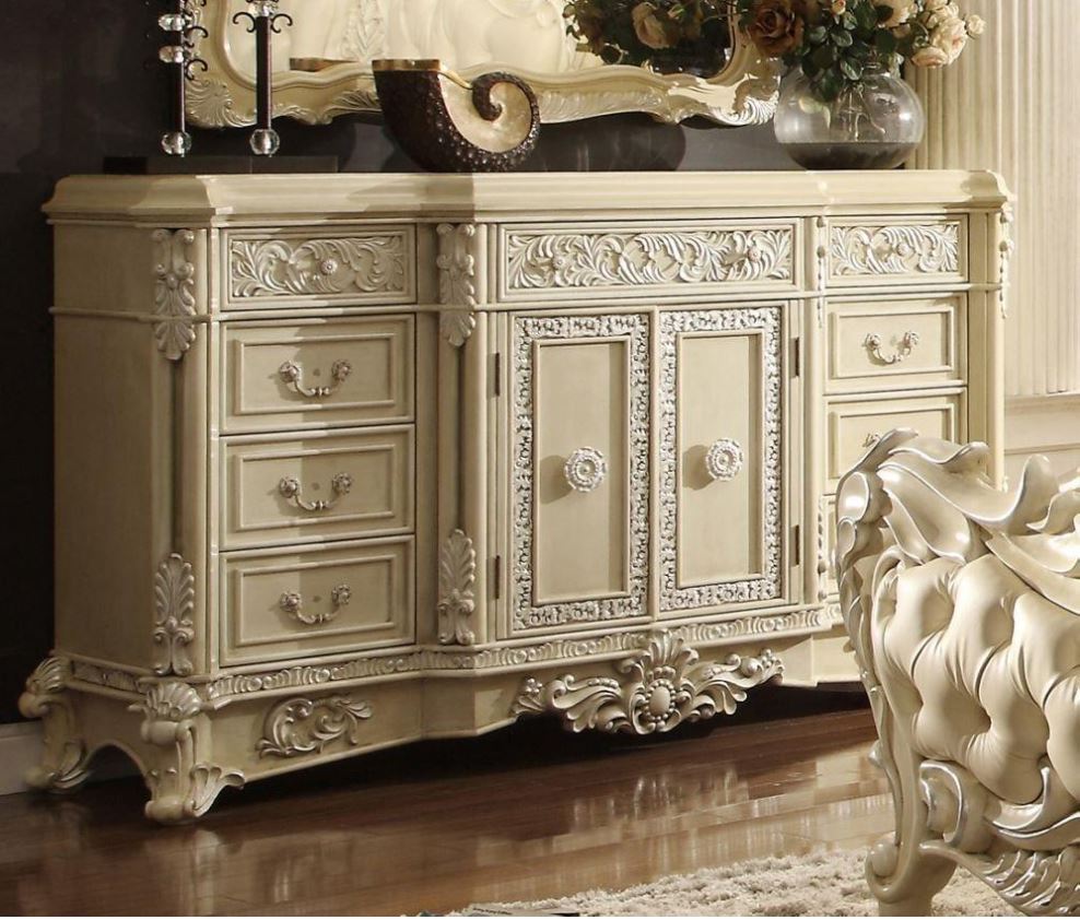 Luxury Cream Carved Wood Dresser Traditional