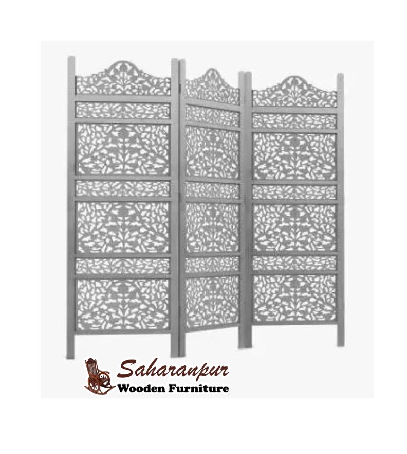 Four Panel Wooden Room Partition  Screen Divider Solid Wood Decorative Screen Partition