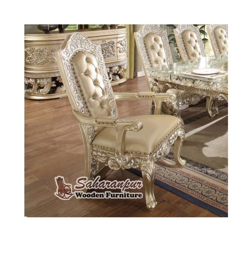 Victorian Champagne Dining Arm Chair Set 2Pcs