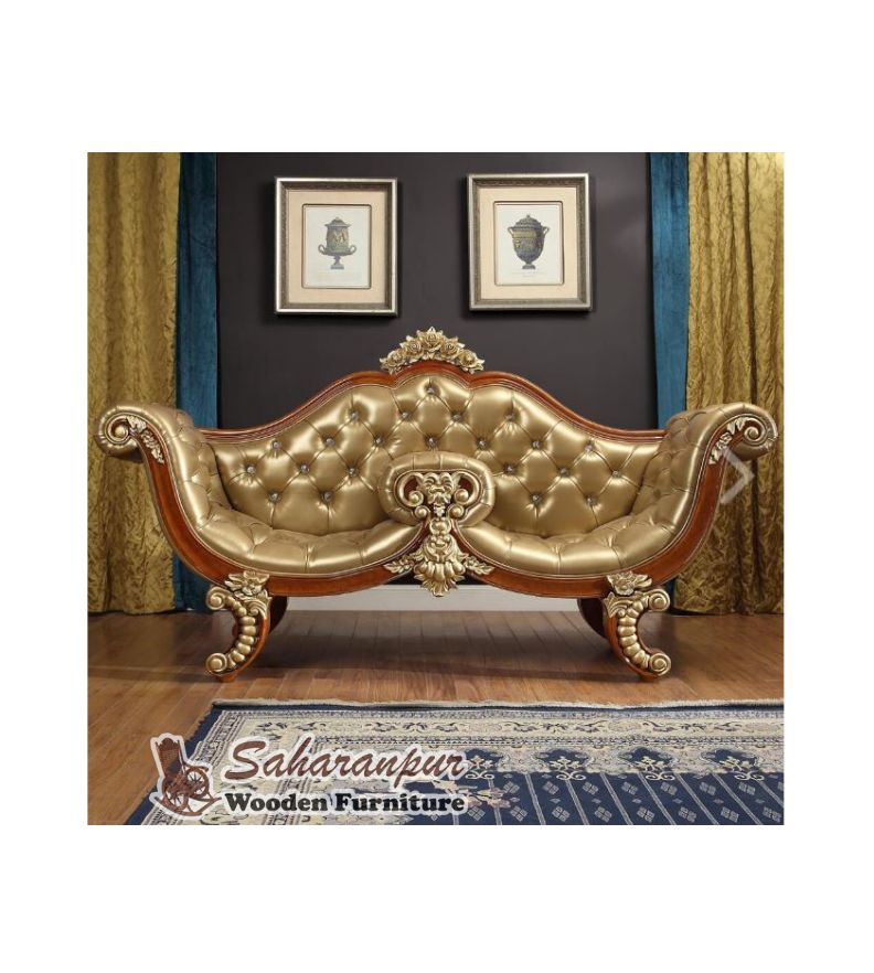 Luxury Crystal Tufted Leather Bench