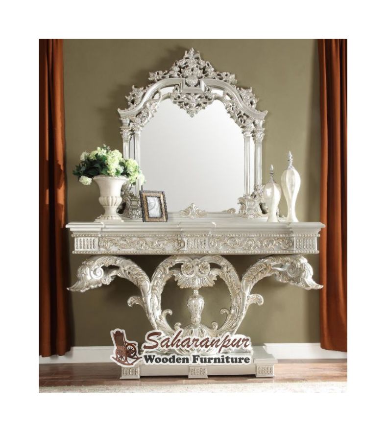 Baroque Belle Silver Finish Console Table