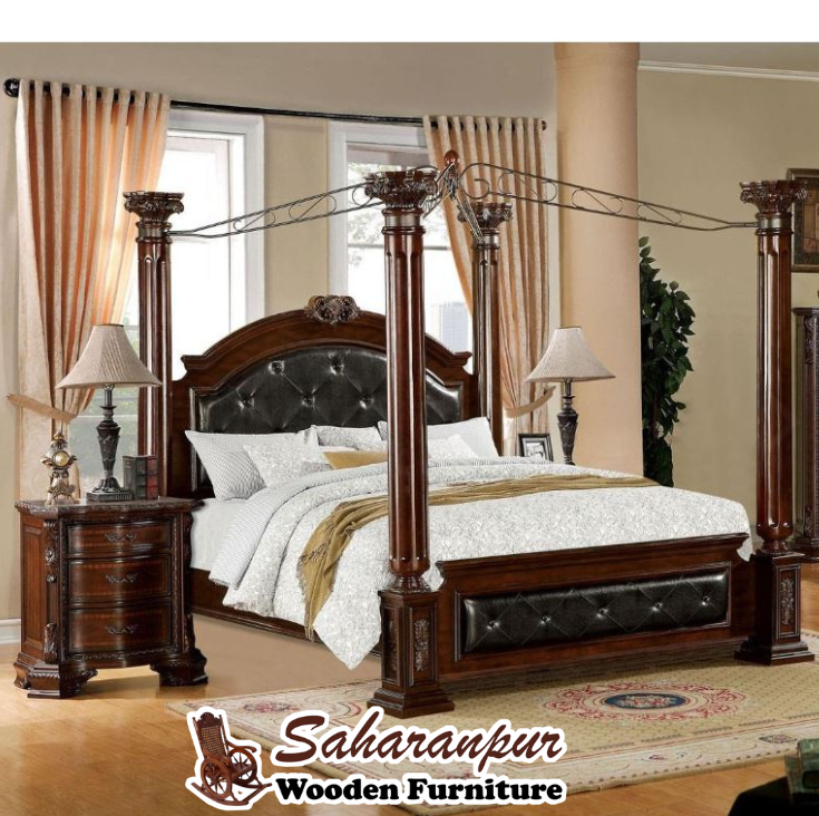 Traditional Brown Cherry Solid Wood Bed