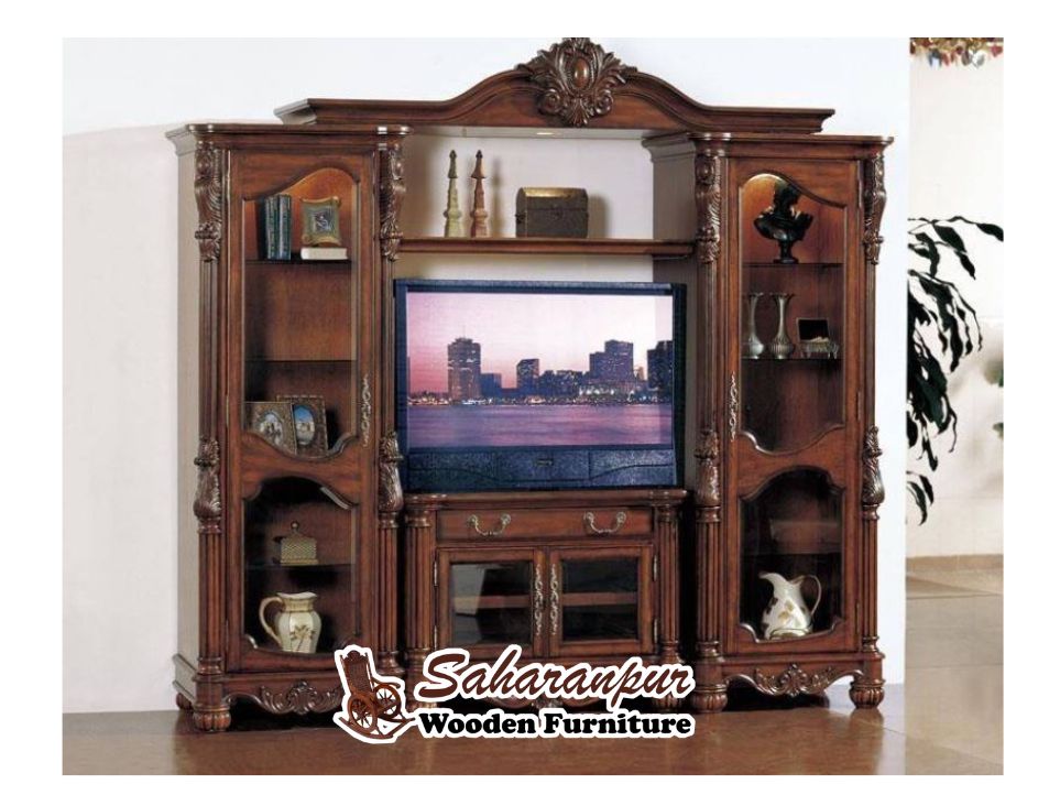 Traditional Cherry Finish TV Entertainment Center Wall Unit