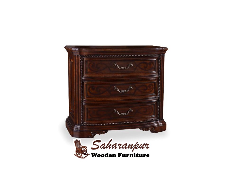 Traditional Dark Oak Wood Nightstand