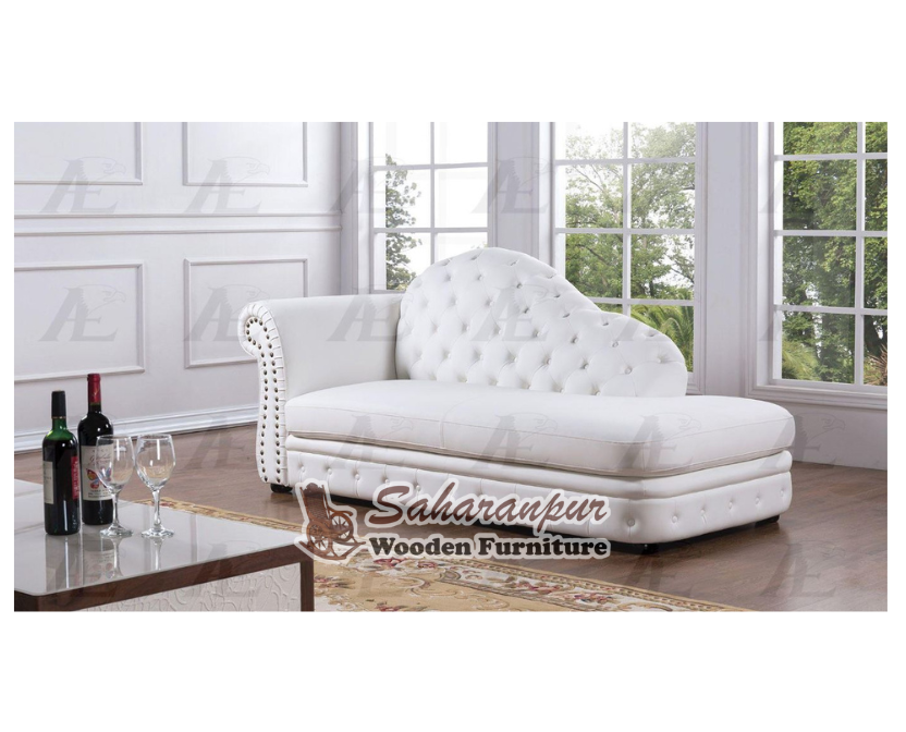 White Faux Leather Accent Chaise