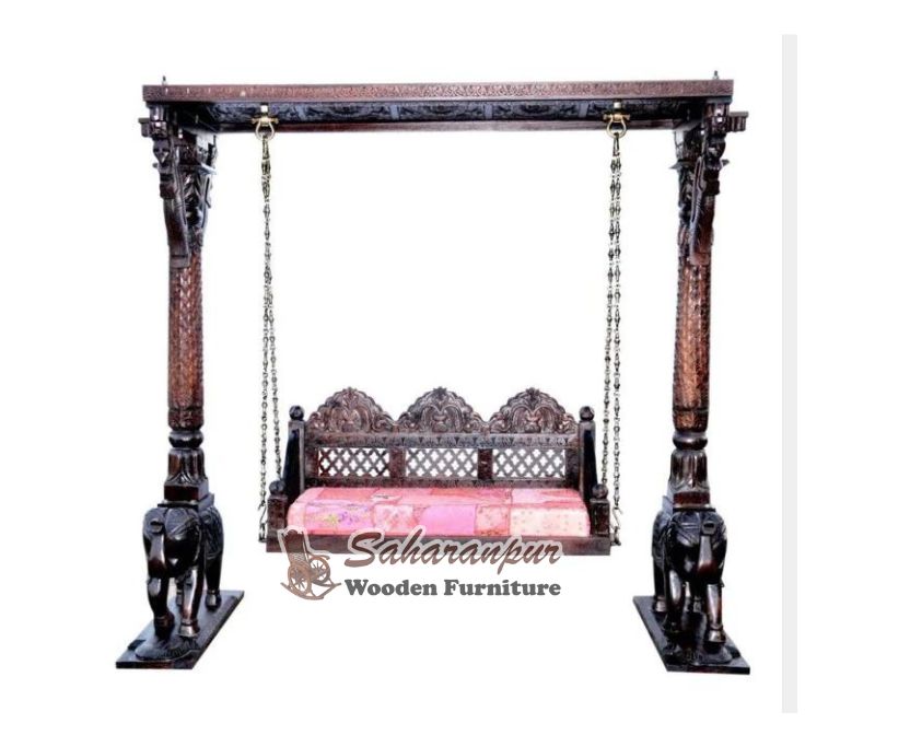 Hand Carved Indian Solid Wooden Swing