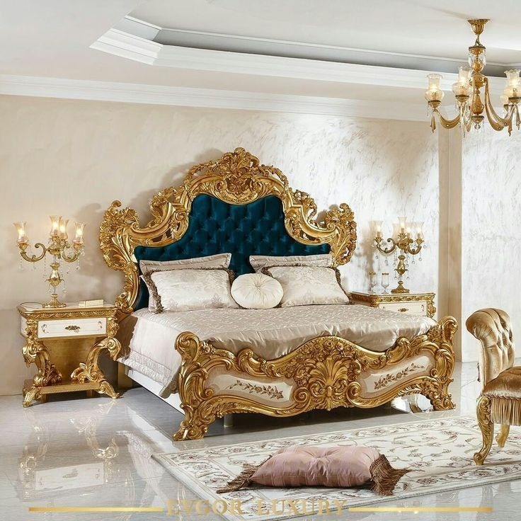 Luxury Golden Wooden Bed