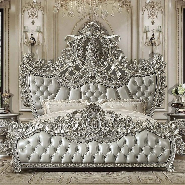 Luxurious Antique Silver Bed